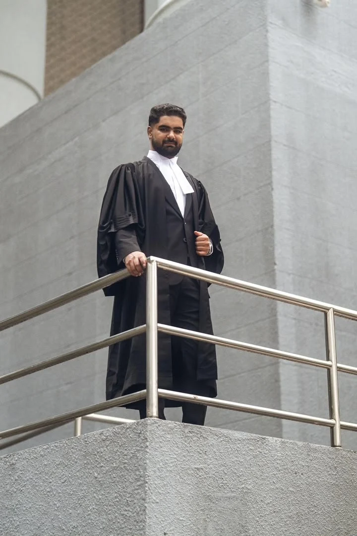 Renver Singh in courtroom attire at a Malaysian courthouse